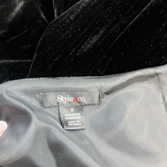 Style & Co Skirt size 6 Black Velveteen Bias Knee A Line Modest Party Cocktail - Picture 8 of 8